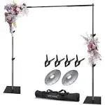 Pipe and Drape Photography Backdrop Stand Kit Adjustable Photo Background Stand 10ft x 8.5ft with Metal Base for Parties Weddings Birthday Party Events Photo Booth with 4 Clamps,Carrying Bag.