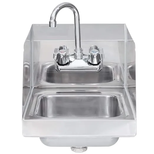 Stainless Steel Hand Sink with Side Splash - NSF - Commercial Equipment 10" X 14"