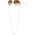 "Women's 18k Gold Plated Imitation Pearl Lovers Glasses Chain"