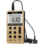 Retekess V112 Am FM Radio Portable Mini Radio with Earphone Pocket Digital Tuning Rechargeable Battery LCD Display for Walking