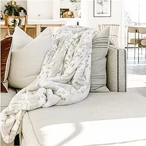 Minky Designs Luxurious Minky Blankets | Super Soft, Fuzzy, and Fluffy Faux Fur | Preppy Couch Covers & Throw Blankets | Ideal for Adults, Kids, Teens (Posh | Arctic Lynx)