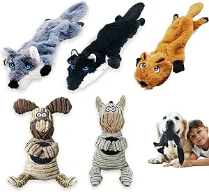 Dog Squeak Toys 5 Pack Dog Toys No Stuffing Dog Toy Plush Dog Toys Crinkle Dog Toy Dog Chew Toys for Small Medium Large Dogs