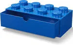 Room Copenhagen Lego Storage Brick 8 Desk Drawer, 8-Stud Stackable Tabletop Storage Box, 12.4 x 6.2 x 4.4 in, Bright Blue