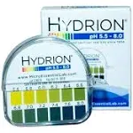 pH Strips, Hydrion ph Range 5.5-8,100 Strips Used For Testing Saliva and Urine Only