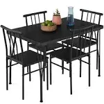 Best Choice Products 5-Piece Metal and Wood Indoor Modern Rectangular Dining Table Furniture Set for Kitchen, Dining Room, Dinette, Breakfast Nook w/ 4 Chairs - Brown