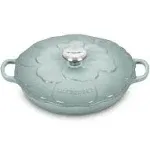 Le Creuset Signature Enameled Cast Iron Petal Braiser, 2.25qt., White w/Gold Knob