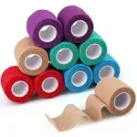 10 Rolls Vet Wrap Tape Self Adhesive Bandages Elastic for Pets Horse Dogs Cats 