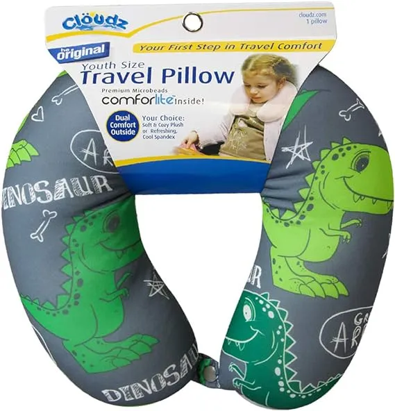 Cloudz Kids Microbead Travel Neck Pillow - Dinosaur