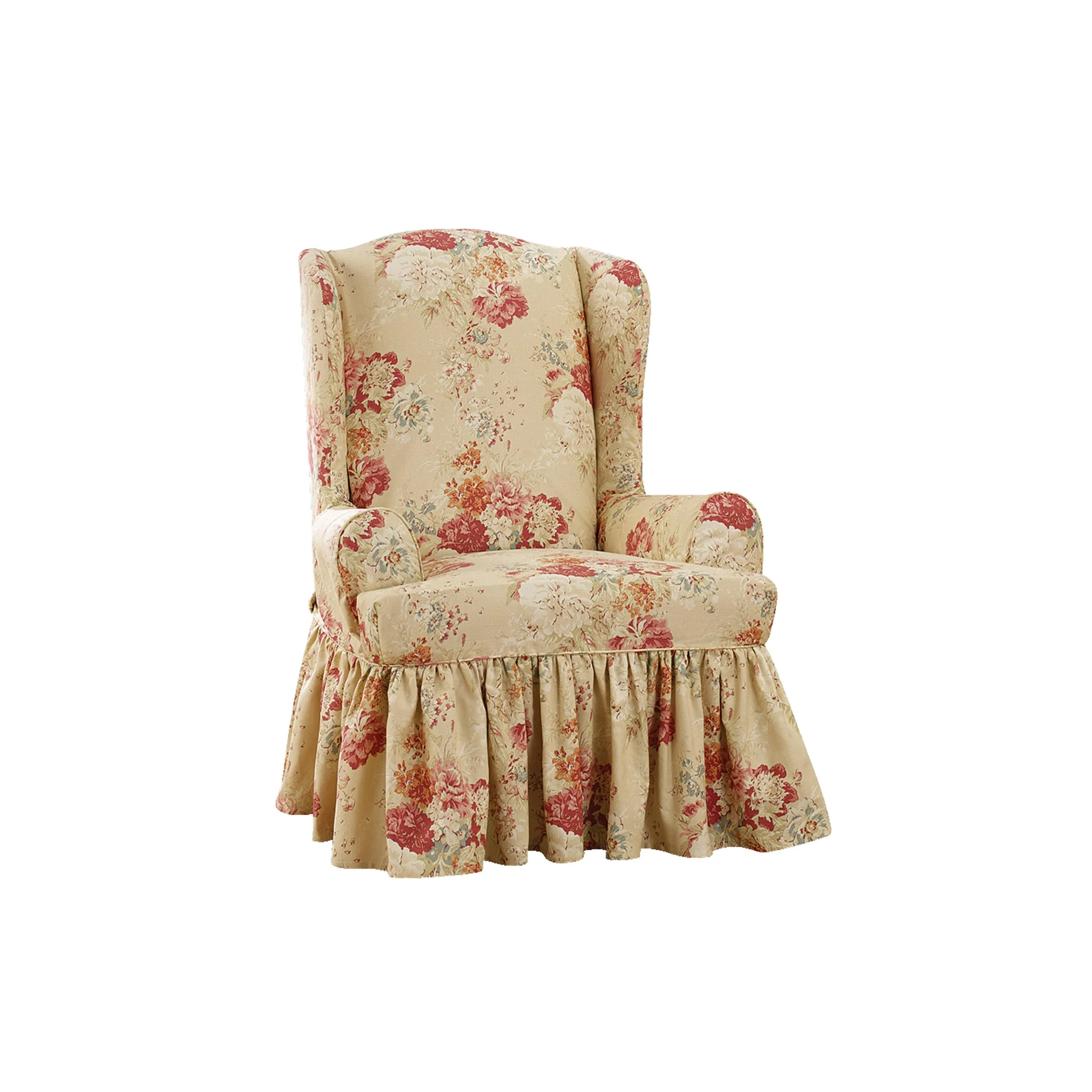 Sure Fit Waverly Ballad Bouquet Wing Chair Slipcover, Blush