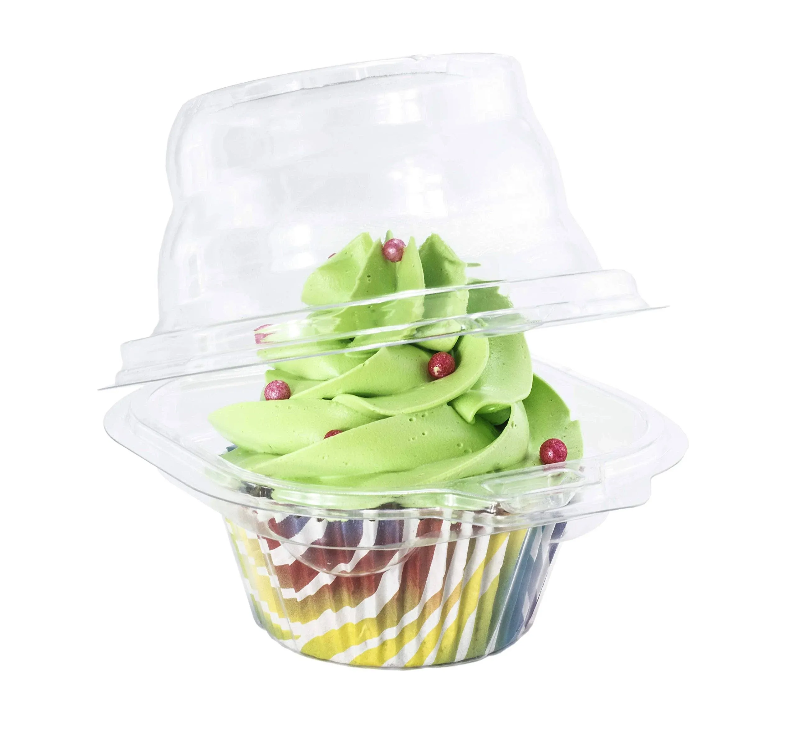 Katgely Individual Cupcake Containers (Pack of 50) Single Compartment Clear Plastic Cupcake Boxes, Cupcake Holder Sta