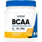 Nutricost BCAA Powder (Orange Mango, 60 Servings) - 2:1:1 Optimal Ratio, Gluten Free, Non-GMO, Vegetarian