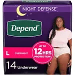 Depend Night Defense Adult Incontinence & Postpartum Bladder Leak Underwear for Women, Disposable, Overnight, Medium, Blush, 24 Count, Packaging May Vary