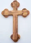 Olive Wood Gifts Shop Hand Made Olive Wood Plain Cross (8.7 inch) with 12 Round Edges Station of The Cross Art Dcor, Christian Wall Hanging Wooden Th