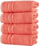 Hawmam Linen Coral Orange Hand Towels 4 Pack Turkish Cotton Premium Quality Soft and Absorbent Small Towels for Bathroom