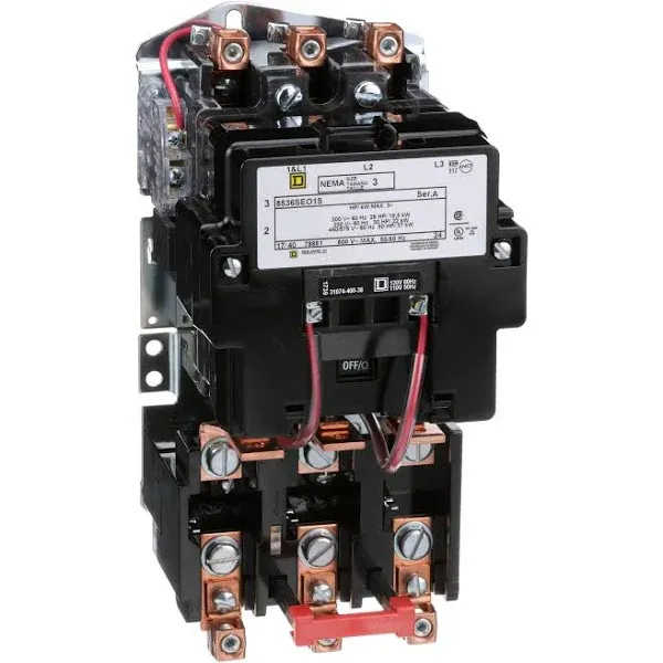 Square D 8536SEO1V02S 3-Pole Open Starter, 3-Phase, 90A (120V)