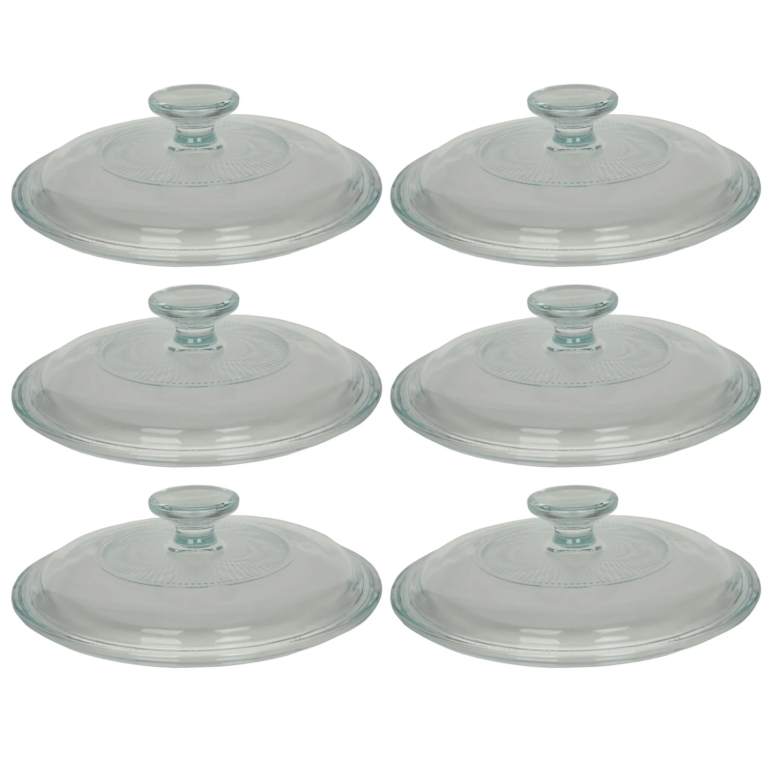 Corningware G-5C Fluted Round Clear Glass Replacement Lid Cover (6-Pack)