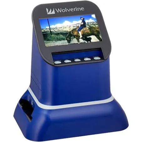 Wolverine F2D Saturn Digital Film & Slide Scanner - Converts 120 Medium Format, 127 Film, Microfiche, 35mm Negatives & Slides to Digital JPEG - Large 4.3" LCD w/HDMI Output (Blue)