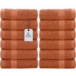 DAN RIVER 100% Cotton Washcloths 12 Pack |Washcloths for Face Soft| Cotton Washcloths Bulk| Essential Wash Cloths for Bathroom| Face Towels Orange Rust | 12x12 In| 600 GSM |Face Towel Pack of 12