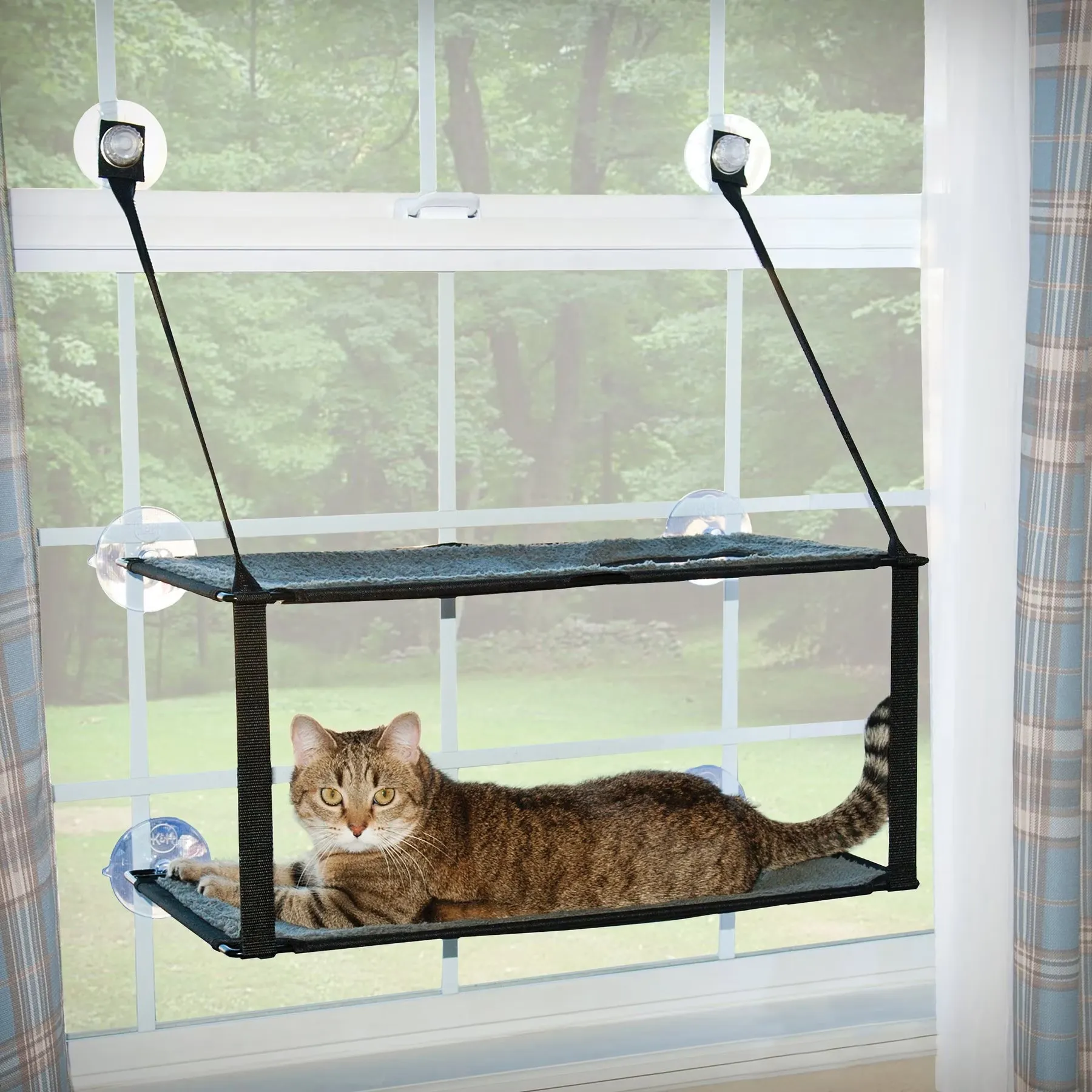 K&H Pet Products EZ Mount Double Stack Kitty Sill Cat Window Perch, Gray