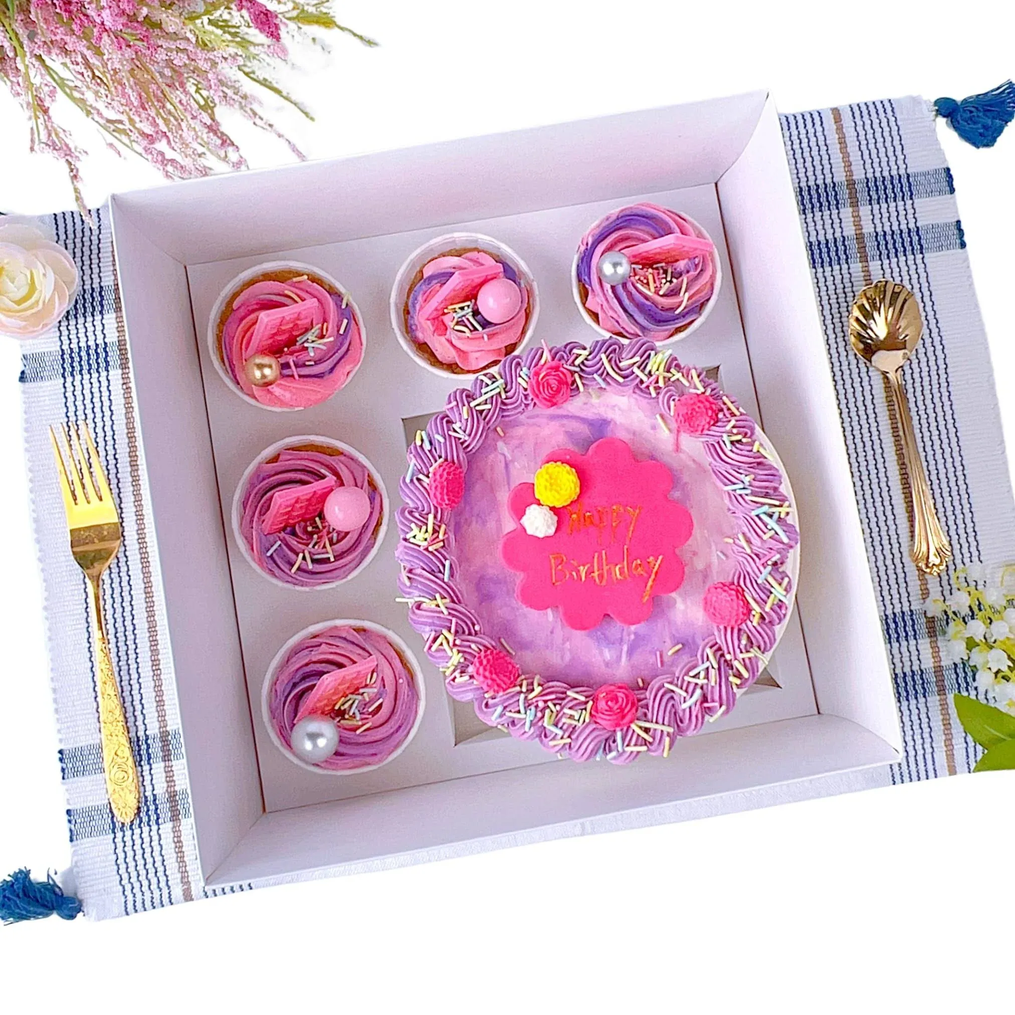 10 Pcs Cake and Cupcake Combo Bento Boxes with Clear Lid and 5 Cupcake Holes ...