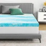 IULULU Mattress Topper King, 3 inch Gel Memory Foam Bed Topper for King Size Bed, CertiPUR-US Certified, Blue