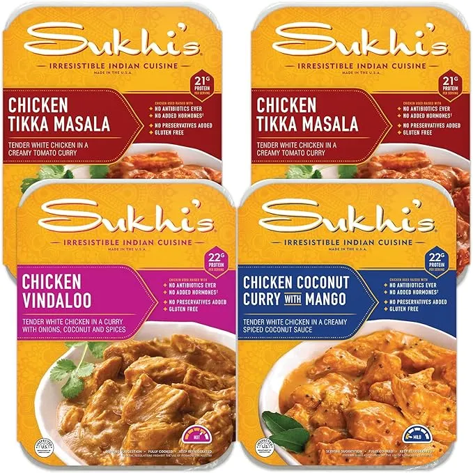 Sukhis Indian Food Refrigerated Entrees, Protein Bundle, 4 Count