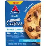 Atkins Protein Cookies, Chocolate Chip - 4 pack, 1.38 oz cookies