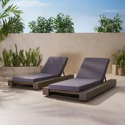 Noble House Broadway Outdoor Acacia Wood Chaise Lounge