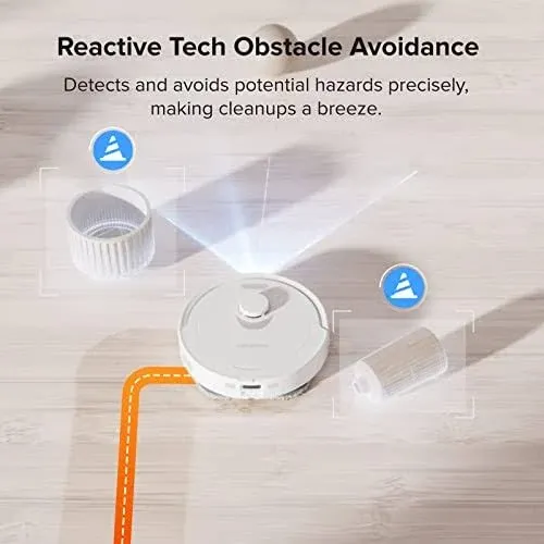 roborock Q Revo Robot Vacuum and Mop, Auto-Drying, Auto Mop Lifting/Washing, Dual Spinning Mops, Self-Refilling, Self-Emptying, Reactive Tech Obstacle Avoidance, 5500Pa Suction, White