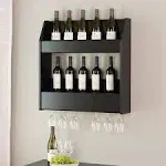 Prepac 2-Tier Floating Wine and Liquor Rack, Black