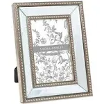 Laura Ashley 4x6 Champagne Mirror Bead Picture Frame Classic Mirrored Frame with Beaded Border