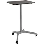 Seville Classics Airlift Height Adjustable Pneumatic Laptop Sit Stand Desk Mobile Rolling Cart, Computer Workstation for Home Office, Classroom, White, 28" XL Desktop (New Model)