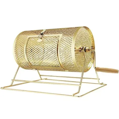 YUZPKRSI Raffle Drum, Professional Brass Plated Raffle Ticket Spinning Cage with Wooden Turning Handle, Large Capacity Holds 2500 Tickets, Raffle Balls (Not Included)