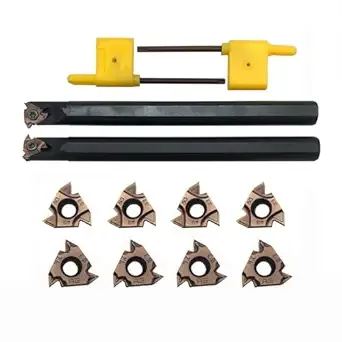 Lather Threading Tool Bit Set External Internal Threading Boring Bars Turning Tool Holders with 11IR AG60 16ER 16IR AG60 Carbide Threading Inserts (2pcs Boring Bars + 16ER IR AG60)