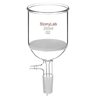 stonylab Borosilicate Glass Buchner Filtering Funnel 250ml with Medium Frit(G2), 76mm Inner-Diameter, 80mm Depth, with 24/40 Standard Taper Inner