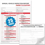 Annual Vehicle Inspection Report Form 25-pk 3-Ply Carbonless 8.5" x 11.75" + 2-Ply Vinyl with Mylar Laminate Label 5" x 4