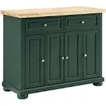 Crosley Furniture Madison Kitchen Island with Solid Wood Top and Optional Casters, Emerald Green