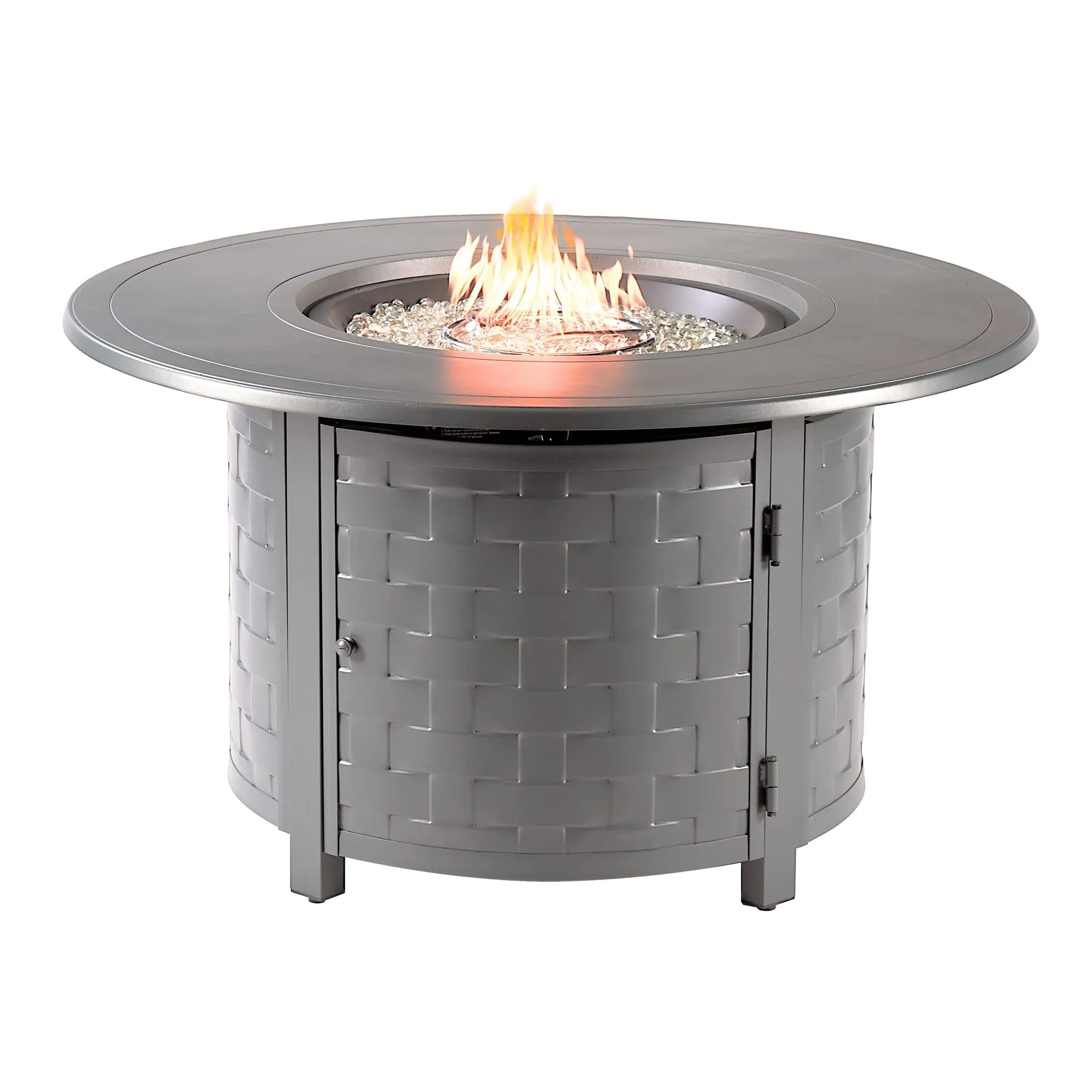 Oakland Living Round 44 in. x 44 in. Aluminum Propane Fire Pit Table with Glass Beads