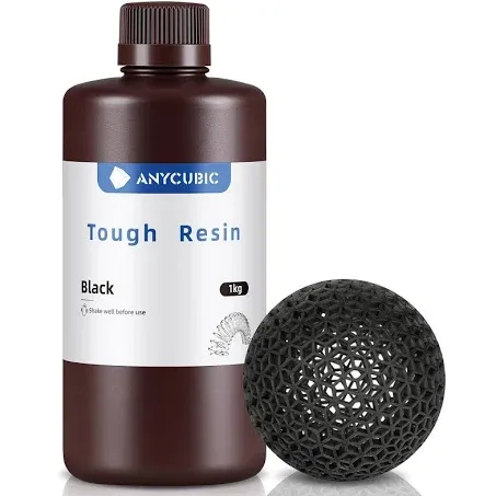 ANYCUBIC Tough Resin 2.0, 3D Printer Resin with lmproved Toughness and Unmatched Precision, 405nm UV-Curing Photopolymer Resin for LCD 3D Printing (Black, 1kg)