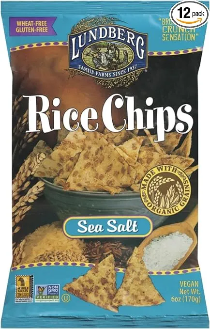 Lundberg Rice Chips, Sea Salt, Gluten Free - 12 x 6 oz, Price/12 x 6 oz