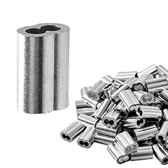 HSTECH 3/32" (2.5mm) 100PCS Aluminum Crimping Loop Sleeve for Wire Rope, Cable Ferrule