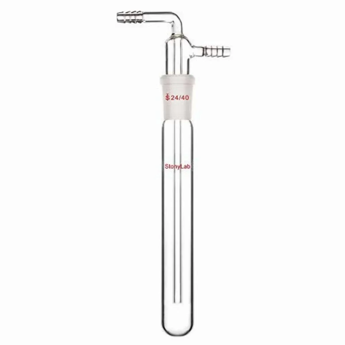 stonylab Glass Vacuum Cold Trap Bubbler with 10mm Serrated Hose, 200mm Length Below The 24/40 Joint