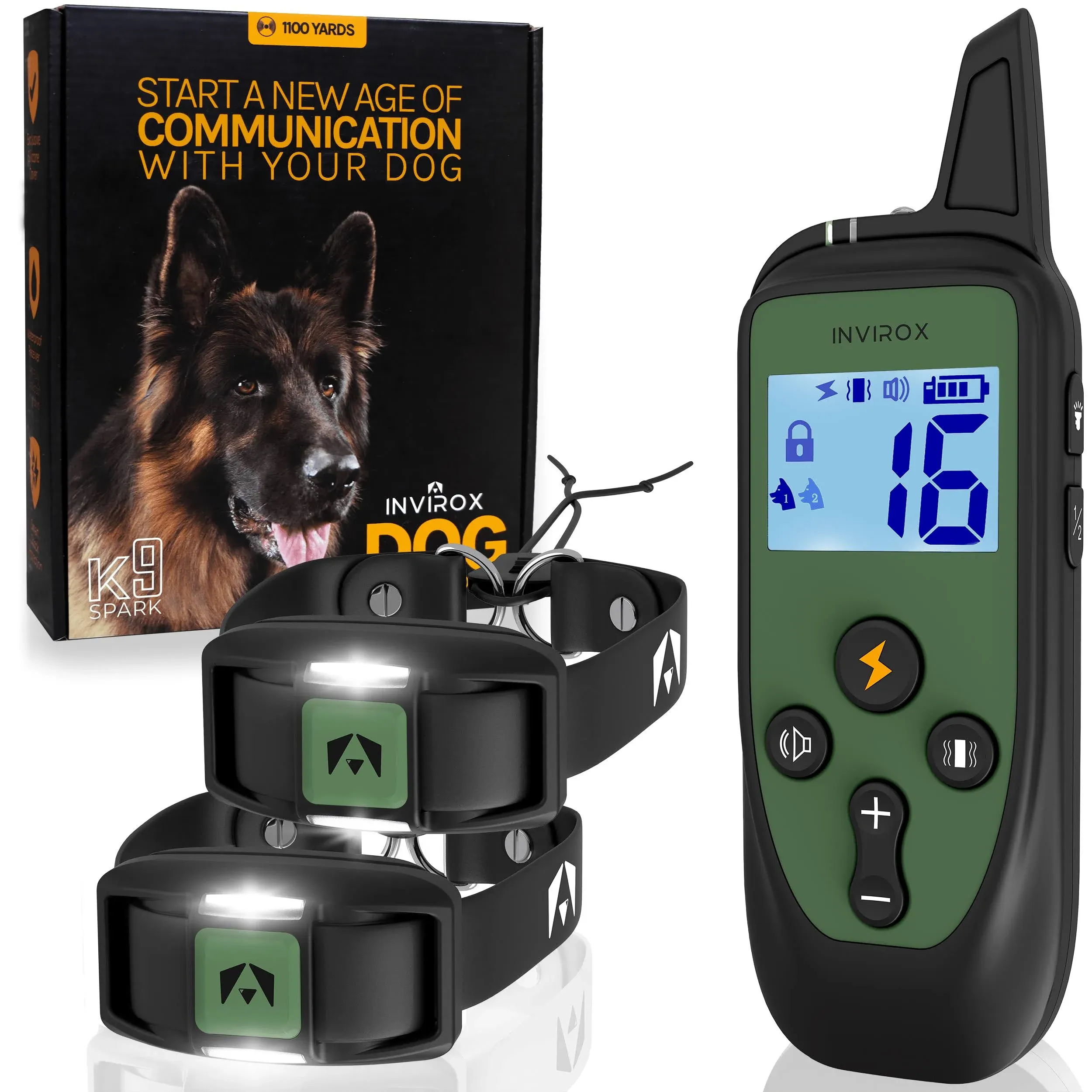 Shock Collar for Large Dog Spark K9 124 Levels with Remote 1100yd Range, Ni...