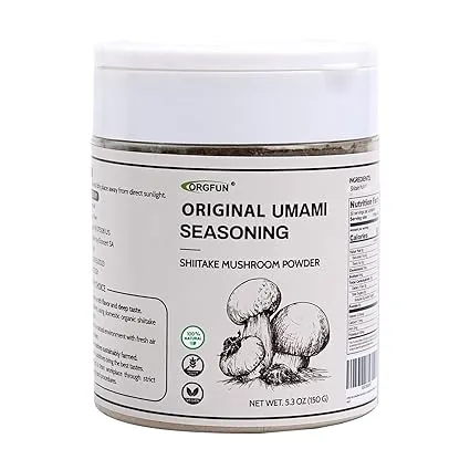 ORGFUN Original Shiitake Mushrooms Powder, Natural Umami Seasoning, Mushroom Powder for Cooking, 5.3 Oz