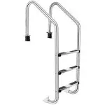 Costway Stainless Steel Swimming Pool Ladder In-Ground 3-Step w/ Anti-Slip Step Ladders & Stepstools