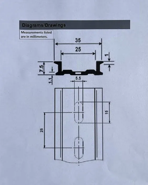 T&G 20 Pieces 5" DIN Rail Slotted Aluminum Rohs 5 Inches Long 35mm Wide 7.5mm High