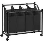 SONGMICS Heavy-Duty 4-Bag Rolling Laundry Sorter Storage Cart