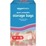 Amazon Basics Quart Food Storage Bags, Stand & Fill, 150 Count