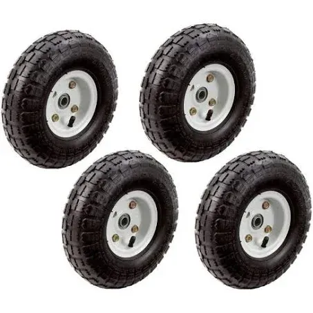 Haul Master 4pc-set of 10 in. Pneumatic Tires On White Wheel