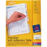 Avery Printable Self-Adhesive Plastic Tabs, 1-3/4", Repositionable Adhesive, Packs of 80, White, 24 Packs, 1,920 Total Tabs (16282)